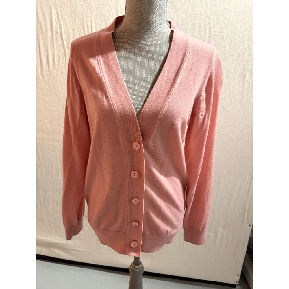 Woolx Gia  Pink Merino Wool V-Neck Button-Front Cardigan Sweater Size S NWOT